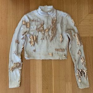 Two-Tone Gold Sequin Top